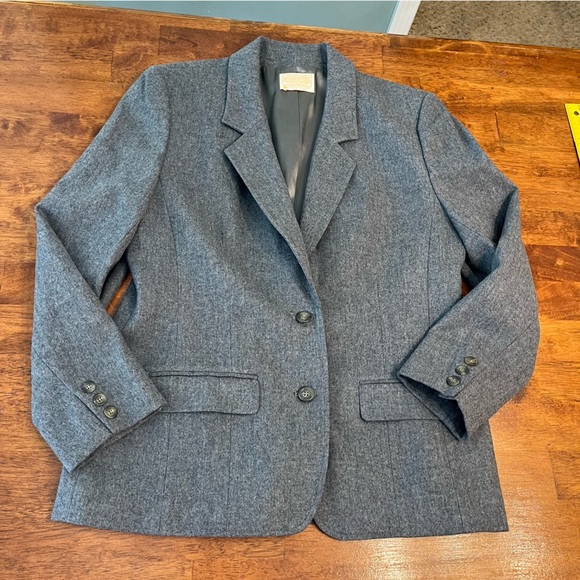 Vintage Pendleton women’s gray 100% virgin wool blazer suit jacket size 12 - Picture 1 of 9